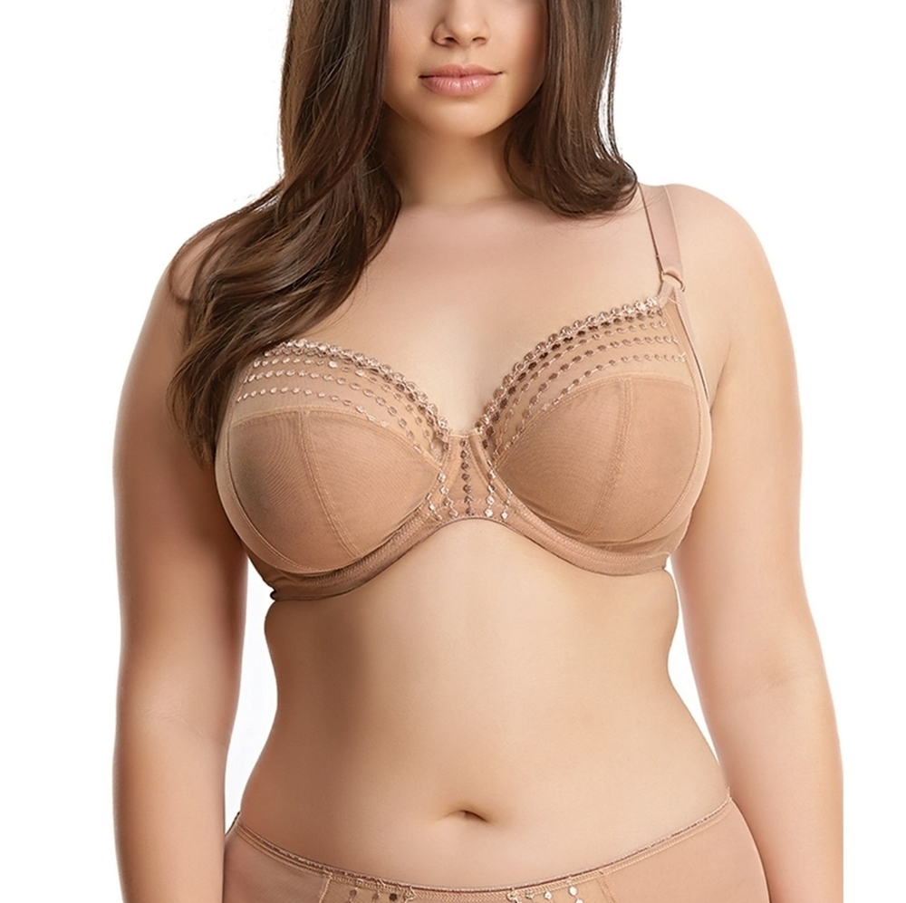 Elomi Matilda Underwire Unpadded Bra Lace Size 32L EL8900 Nude Beige Lingerie